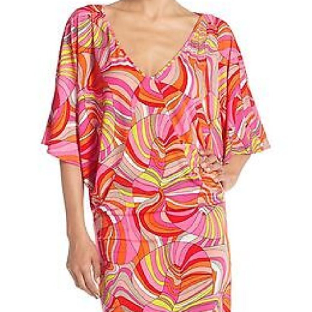 Trina Turk 'Patterson' Flutter Sleeve Jersey Dress M Retro